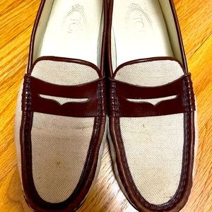 Tod’s oatmeal and brown loafers